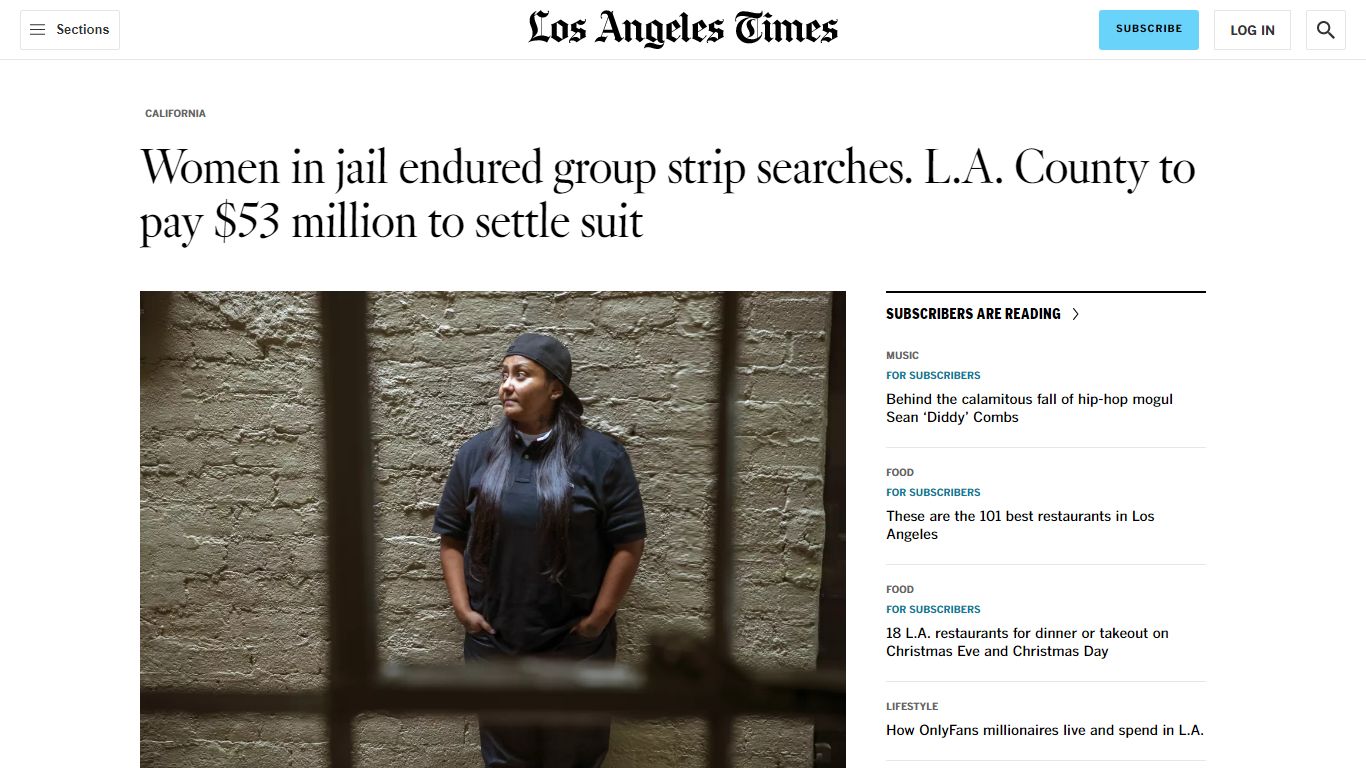 Women in jail endured group strip searches. L.A. County to pay $53 ...